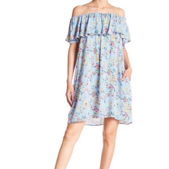 Soprano Off The Shoulder Striped/Floral Dress Sz S - Picture 10 of 10